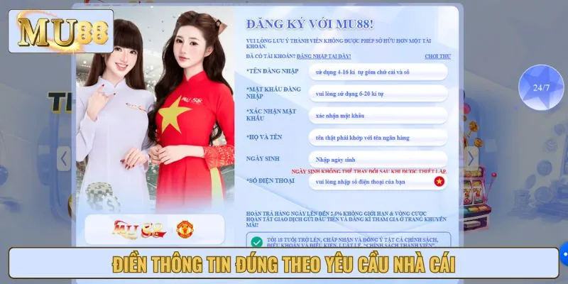 Cập nhật thông tin người chơi theo hướng dẫn đăng ký