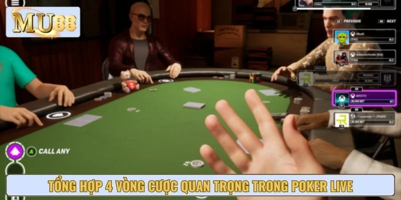Tổng hợp 4 vòng cược quan trọng trong Poker live